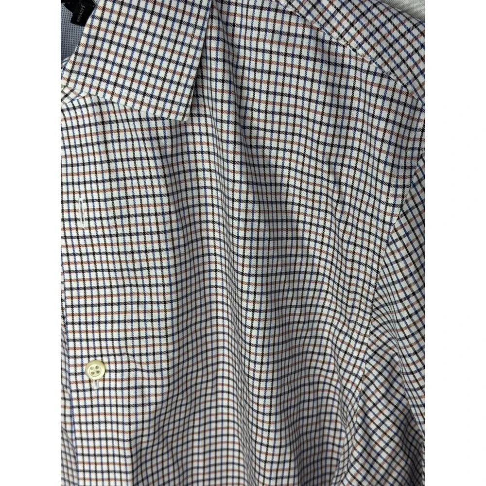 Banana Republic Mens Non-Iron Slim Fit Tattersall Check Button Down Shirt Blue M